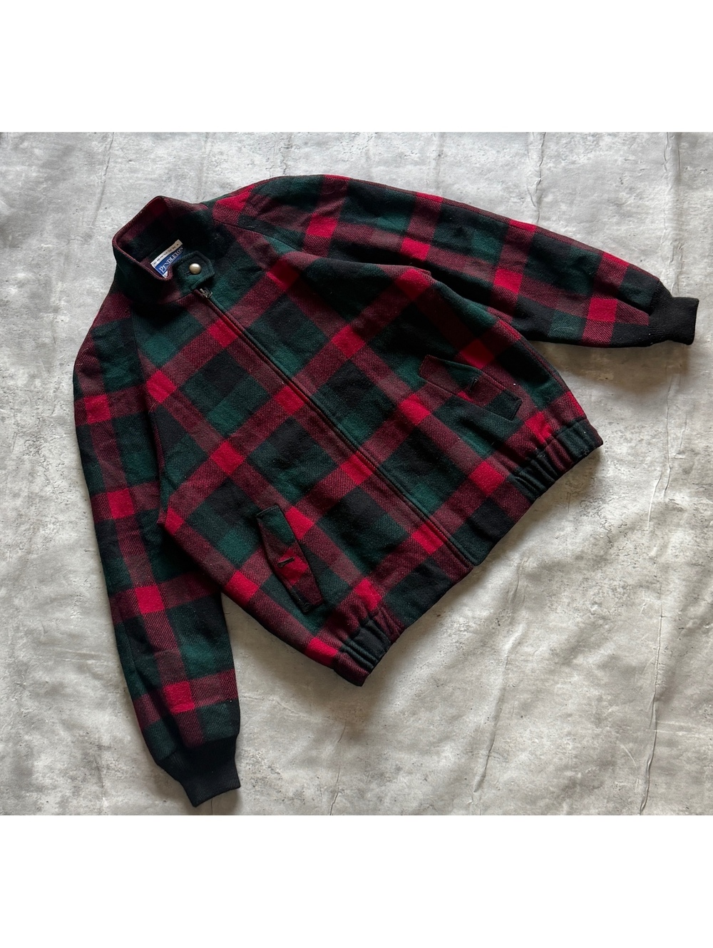 Vintage 1989 Pendleton 100% Wool Plaid Bomber Zip Up Size M